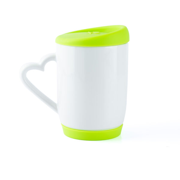 Mug Tapa Siliconada Verde Y Oreja En Corazon Caja X36 Und - Imagen 3