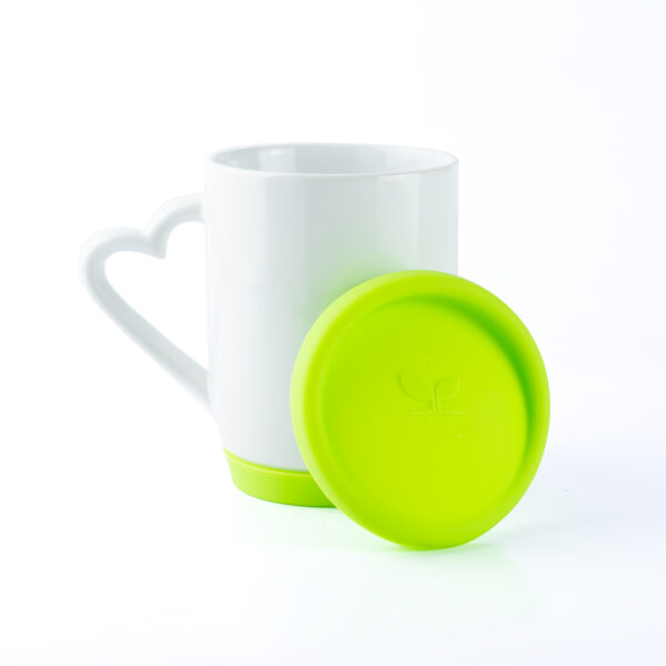 Mug Tapa Siliconada Verde Y Oreja En Corazon Caja X36 Und - Imagen 2