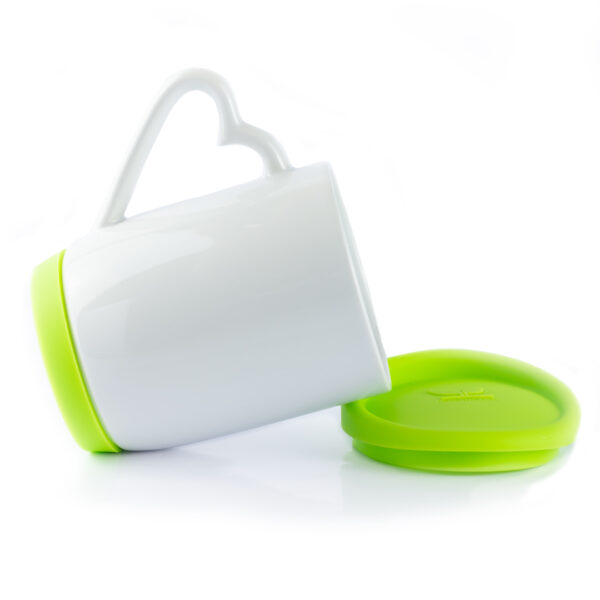 Mug Tapa Siliconada Verde Y Oreja En Corazon Caja X36 Und - Imagen 4