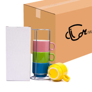 Mug Apilable X4 Colores Pastel Caja X12 Sets