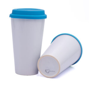 Mug Cónico Con Tapa En Silicona Azul Claro