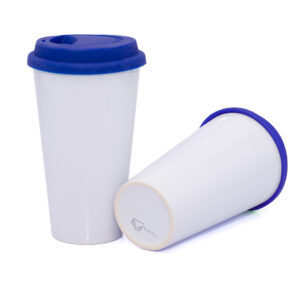 Mug Cónico Con Tapa En Silicona Azul Oscuro