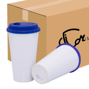 Mug Cónico Con Tapa En Silicona Azul Oscuro Caja X36 Und