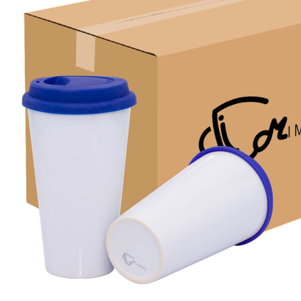Mug Cónico Con Tapa En Silicona Azul Oscuro Caja X36 Und