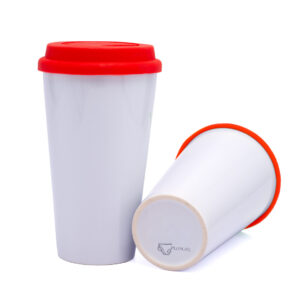 Mug Cónico Con Tapa En Silicona Rojo