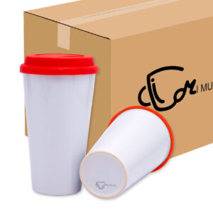 Mug Cónico Con Tapa En Silicona Rojo Caja X36 Und