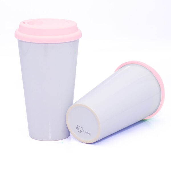 Mug Cónico Con Tapa En Silicona Rosado