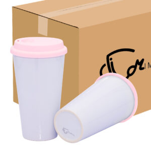 Mug Cónico Con Tapa En Silicona Rosado Caja X36 Und
