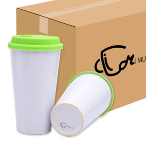 Mug Cónico Con Tapa En Silicona Verde Claro Caja X36 Und