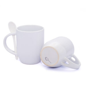 Mug Semicónico Con Cuchara Blanco