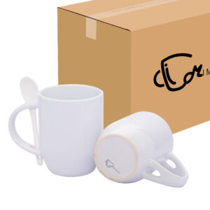 Mug Semicónico Con Cuchara Blanco Caja X36 Und