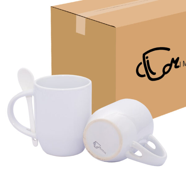 Mug Semicónico Con Cuchara Blanco Caja X36 Und