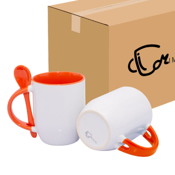 Mug Semicónico Con Cuchara Naranja Caja X36 Und