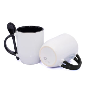 Mug Semicónico Con Cuchara Negro