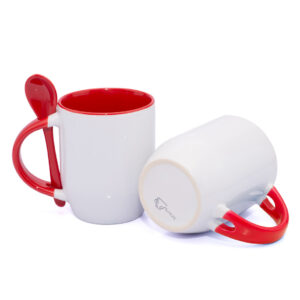 Mug Semicónico Con Cuchara Rojo