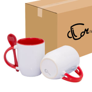 Mug Semicónico Con Cuchara Rojo Caja X36 Und
