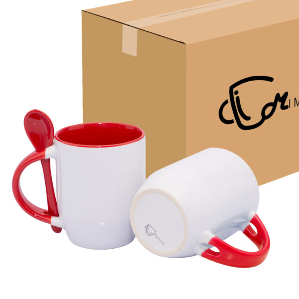 Mug Semicónico Con Cuchara Rojo Caja X36 Und