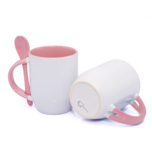 Mug Semicónico Con Cuchara Rosado