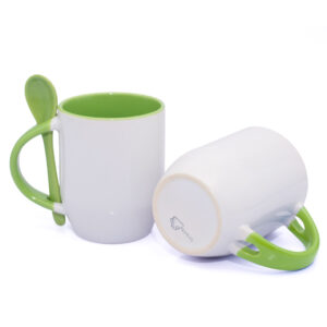 Mug Semicónico Con Cuchara Verde Claro