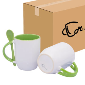 Mug Semicónico Con Cuchara Verde Claro Caja X36 Und