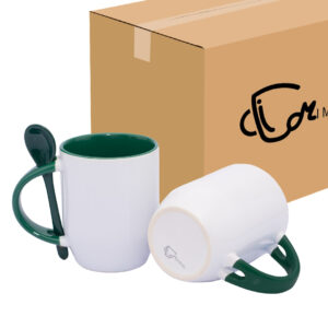 Mug Semicónico Con Cuchara Verde Oscuro Caja X36 Und
