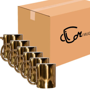 Mug Espejo Metalizado Dorado 11 oz para Sublimación Caja x36 Und