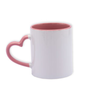 Mug Color Interno Oreja De Corazon Rosado