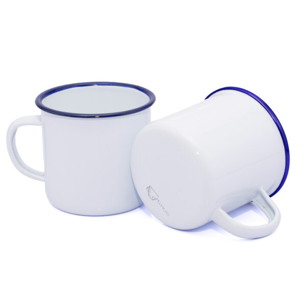 Mug Peltre Blanco Borde Azul