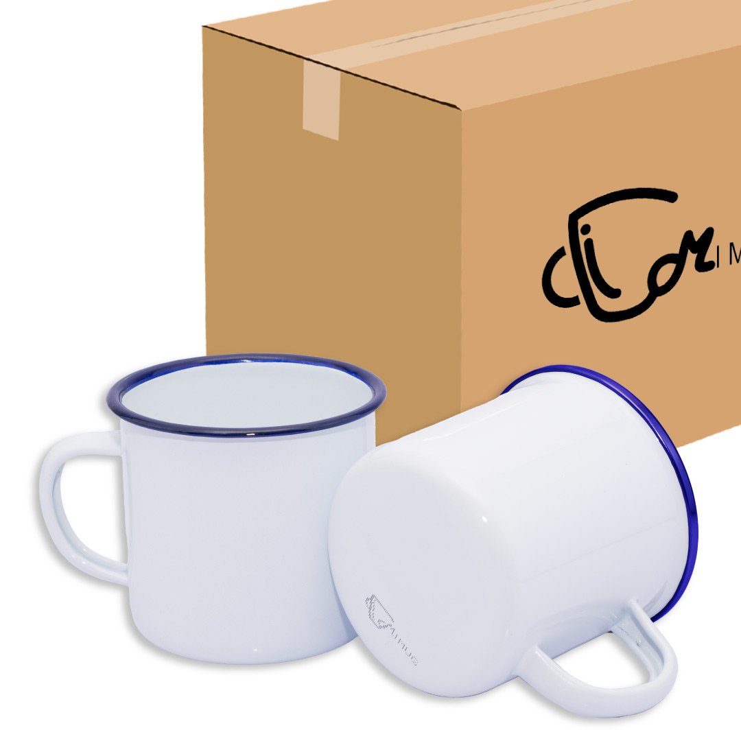 Mug Peltre Blanco Borde Azul Caja X36 Und