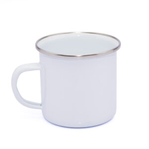 Mug Peltre Blanco Borde Gris