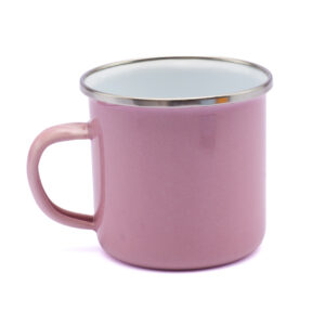 Mug Peltre Rosado Borde Gris