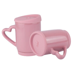 Mug Con Tapa De Silicona Y Oreja De Corazón 11 Oz Palo De Rosa