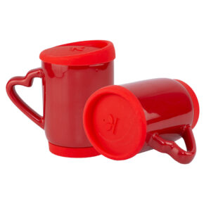 Mug Con Tapa De Silicona Y Oreja De Corazón 11 Oz Rojo