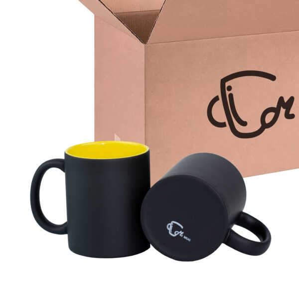 Mug Mágico Negro Mate/Color Interno Amarillo Caja X36 Und