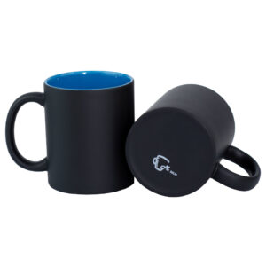Mug Mágico Negro Mate/Color Interno Azul Claro
