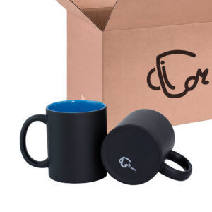 Mug Mágico Negro Mate/Color Interno Azul Claro Caja X36 Und