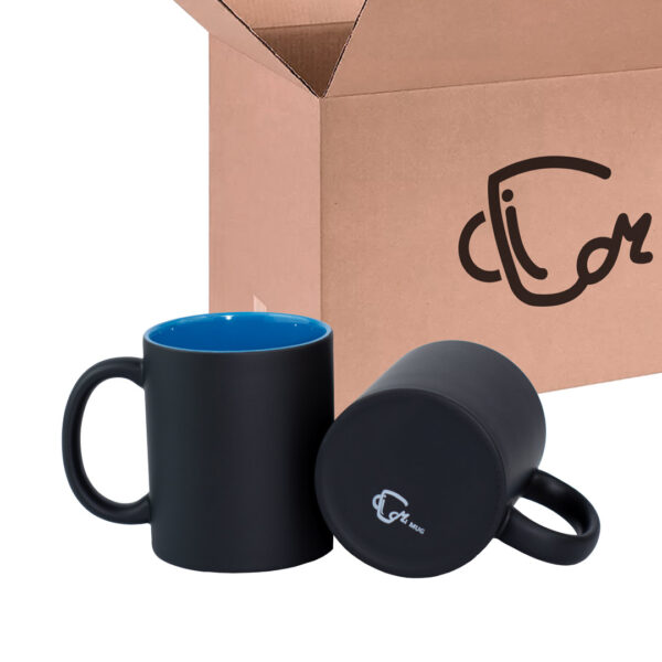 Mug Mágico Negro Mate/Color Interno Azul Claro Caja X36 Und