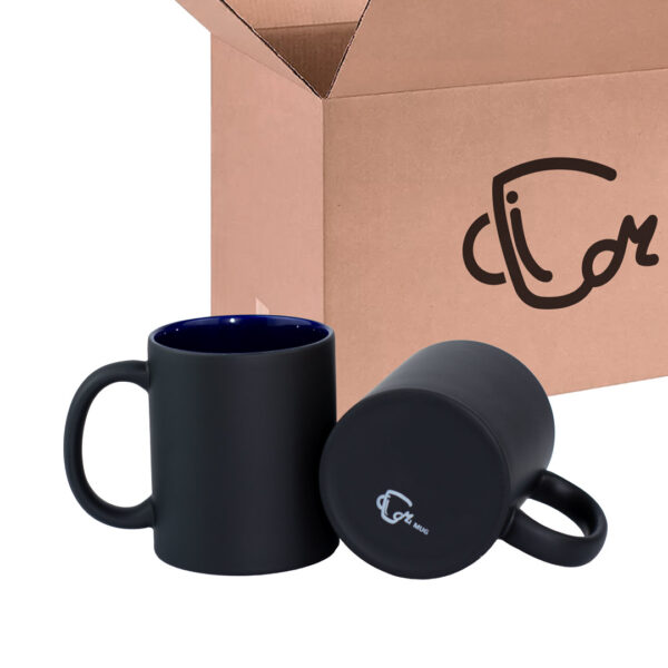 Mug Mágico Negro Mate/Color Interno Azul Oscuro Caja X36 Und