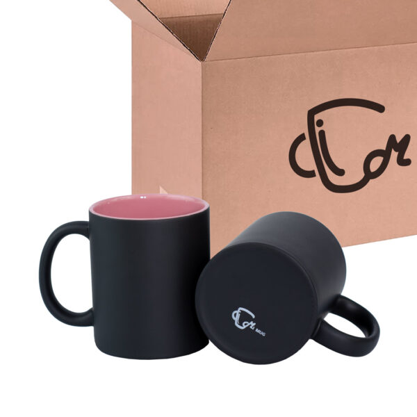 Mug Mágico Negro Mate/Color Interno Rosa Caja X36 Und
