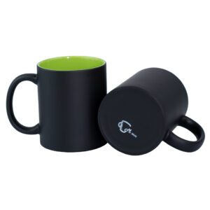 Mug Mágico Negro Mate/Color Interno Verde Claro