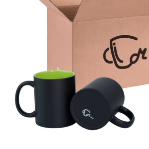 Mug Mágico Negro Mate/Color Interno Verde Claro Caja X36 Und