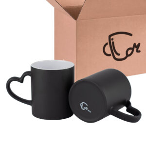 Mug Mágico Negro Mate Con Oreja De Corazón Caja X36 Und
