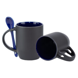 Mug Semicónico Mágico Con Cuchara Y Color Interno – 11 Oz Azul Oscuro
