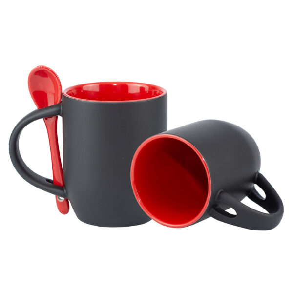 Mug Semicónico Mágico Con Cuchara Y Color Interno – 11 Oz Rojo