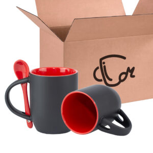 Mug Semicónico Mágico Con Cuchara Y Color Interno – 11 Oz Rojo Caja X36 Und