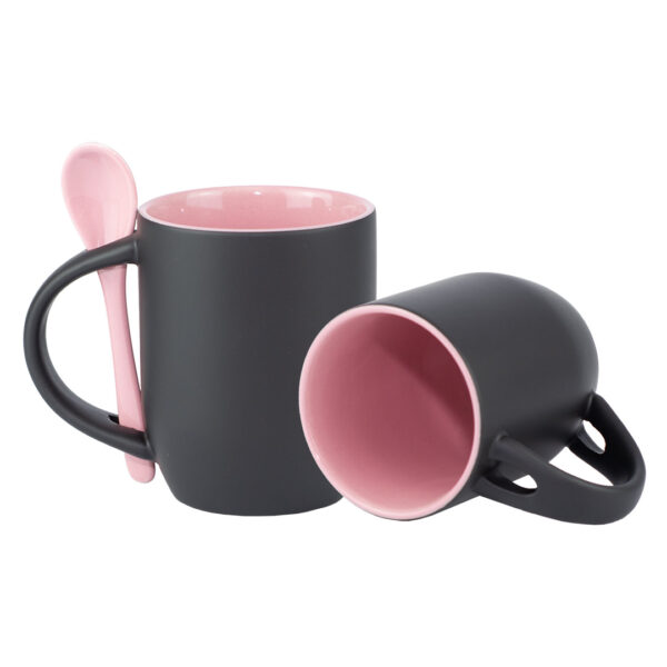 Mug Semicónico Mágico Con Cuchara Y Color Interno – 11 Oz Rosa Claro