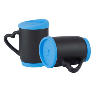 Mug Mágico Con Tapa De Silicona Y Oreja De Corazón - 11 Oz Azul Claro