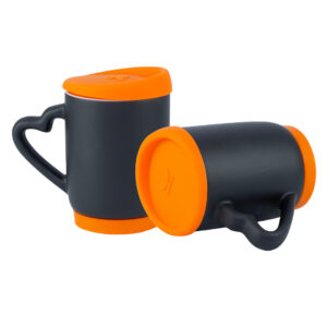 Mug Mágico Con Tapa De Silicona Y Oreja De Corazón - 11 Oz Naranja