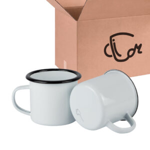 Mug Peltre Blanco Borde Negro Caja X36 Und