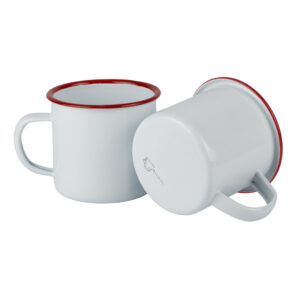 Mug Peltre Blanco Borde Rojo